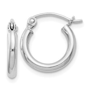 2mm, Sterling Silver, Classic Round Hoop Earrings - 12mm (7/16 Inch)
